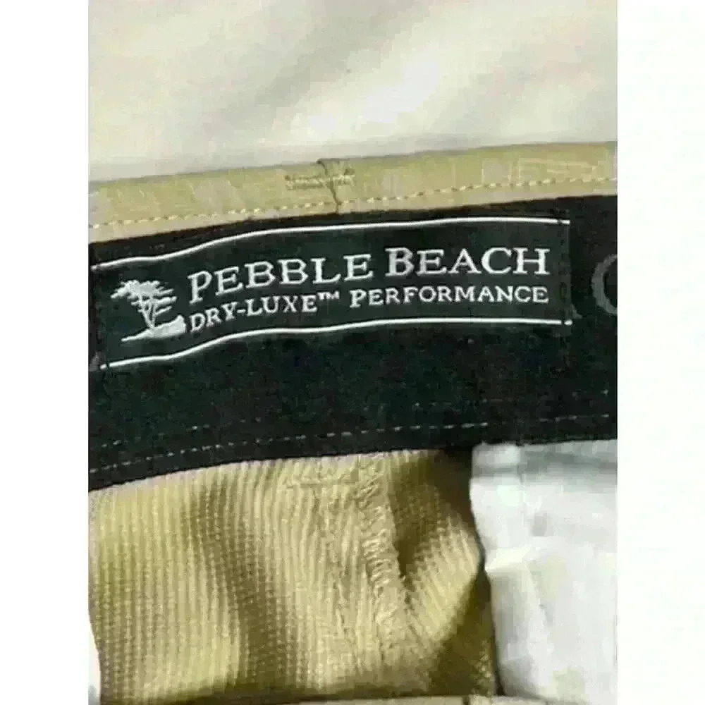 Pebble Beach Mens Size 32 Golf Shorts Dry-Luxe Performance Khaki Tan Flat Front - Picture 10 of 10